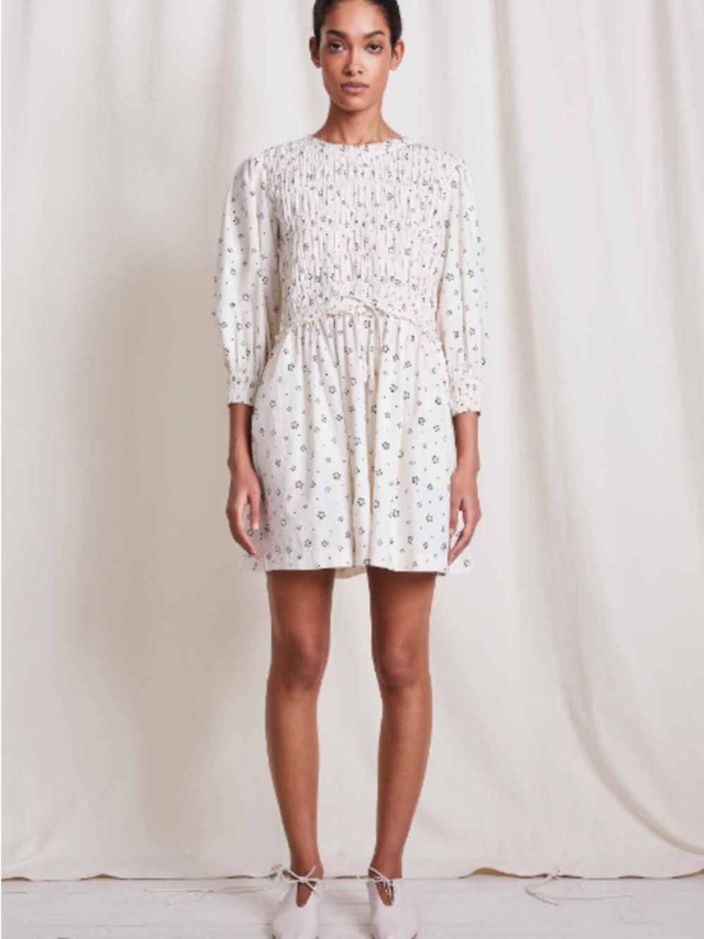 Apiece Apart Aldea Cream Mini Dress with Floral Print